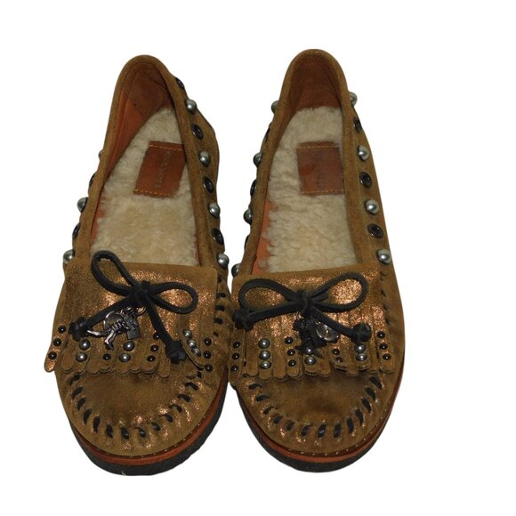 Coach Leather Loafers With Charms And Studs Around The Shoe Size 6B - Picture 2 of 9
